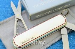 UBER RARE Victorinox Classic RED Pin-Strip Sterling scales Swiss Army Knife NIB