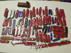 USED Victorinox & Wenger Swiss Army knives HUGE lot of 79 Pocket Knives