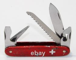 VICTORINOX 1950's Pioneer Farmer Red Alox Swiss Army Knife with Old Cross