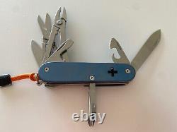VICTORINOX Deluxe Tinker Custom Modded Blue Ti Scales SWISS ARMY KNIFE