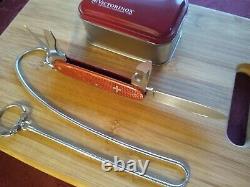 VICTORINOX Old Cross Red Alox Swiss Army Knife Set withOrig. 18 Tether & Tin Box