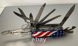 VICTORINOX SWISS ARMY EXPLORER Knife U. S. FLAG Design 24 Function in TIN