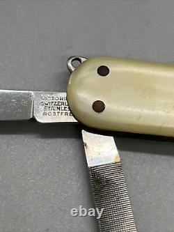 VINTAGE VICTORINOX VICTORIA SUISSE SWISS ARMY KNIFE ROSTFREI 2 3/8 Pearl