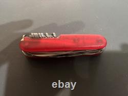 Victorinox Altimeter 91mm Swiss Army Knife Translucent Red Vintage Super Clean