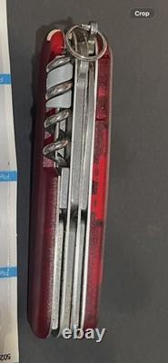 Victorinox Altimeter 91mm Swiss Army Knife Translucent Red Vintage Super Clean