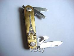 Victorinox Carved Stainless Steel Spartan Swiss Army Knife- Eiffel Tower in Gold