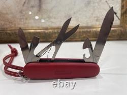 Victorinox Coach Climber Swiss Army Knife with red leather handle