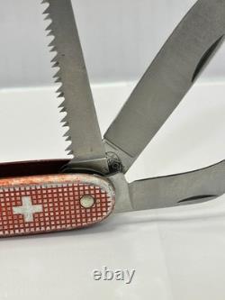 Victorinox ELINOX Old Cross Farmer 93mm Alox Red Swiss Army Knife- Wood Saw, ym1
