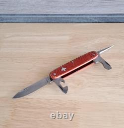 Victorinox Elinox Red Alox Model 1961 Soldier Swiss Army Knife Old Cross 93mm
