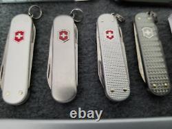 Victorinox Lot metal alox, ribbed smooth precious new in box and stainless used