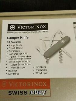 Victorinox Swiss Army 91mm/3.58in Camper Pocket Knife Red with flashlight. RARE