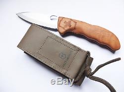 Victorinox Swiss Army Knife 130mm Hunter Pro Wood With Leather Pouch 0.9410.63