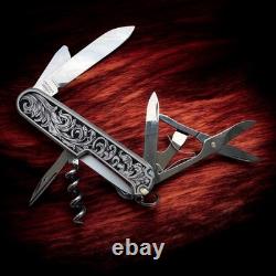 Victorinox Swiss Army Knife Companion Model with Engraved Titanium Scales