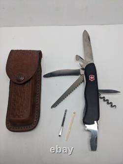 Victorinox Swiss Army Knife Fireman 54867 US Mod NEW BLACK with Leather Sheath