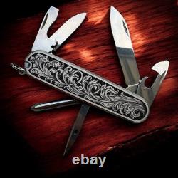 Victorinox Swiss Army Knife Tinker Model with Engraved Titanium Scales