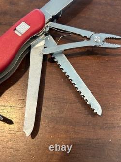 Victorinox Swiss Army Knife Tradesman Red 111mm Retired with13 Tools Rare V445