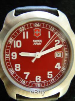 Victorinox Swiss Army Knife Womens Youth Watch Leather Band Garrison Cherry Face