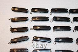 Victorinox Swiss Army Knives Classic Size All Black With Logos Lot Of 30