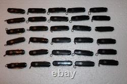 Victorinox Swiss Army Knives Classic Size All Black With Logos Lot Of 30