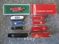 Victorinox Swiss Army Multi-function Pocket Knives (lot Of 9) Some Promos Read