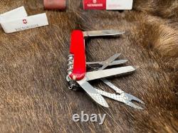 Victorinox Swiss Handyman Knife Red Handles & Brown Leather Sheath Mint In Box