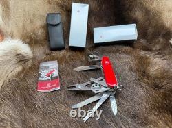 Victorinox Swiss Swiss Champ Knife Red Handles & Leather Sheath Mint In Box++