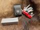 Victorinox Swiss Swiss Champ Knife Red Handles & Leather Sheath Mint In Box++