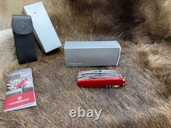 Victorinox Swiss Swiss Champ Knife Red Handles & Leather Sheath Mint In Box++