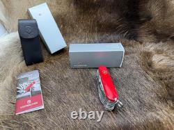 Victorinox Swiss Swiss Champ Knife Red Handles & Leather Sheath Mint In Box++