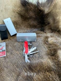 Victorinox Swiss Swiss Champ Knife Red Handles & Leather Sheath Mint In Box++