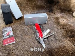 Victorinox Swiss Swiss Champ Knife Red Handles & Leather Sheath Mint In Box++