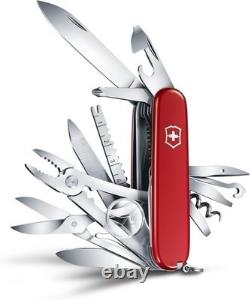 Victorinox Swiss Swiss Champ Knife Red Handles & Leather Sheath Mint In Box++