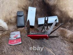 Victorinox Swiss Swiss Champ Knife Red Handles & Leather Sheath Mint In Box++