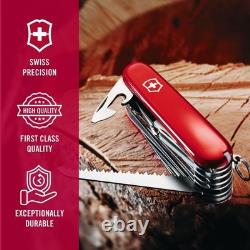 Victorinox Swiss Swiss Champ Knife Red Handles & Leather Sheath Mint In Box++