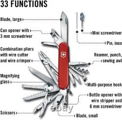 Victorinox Swiss Swiss Champ Knife Red Handles & Leather Sheath Mint In Box++