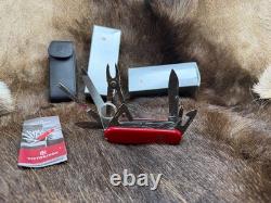 Victorinox Swiss Swiss Champ Knife Red Handles & Leather Sheath Mint In Box++