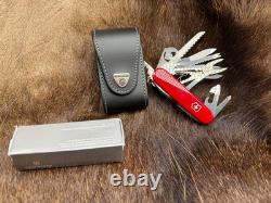 Victorinox Swiss Swiss Champ Knife Red Handles & Leather Sheath Mint In Box++ Victorinox Swiss Swiss Champ Knife Red Handles & Leather Sheath Mint In Box++