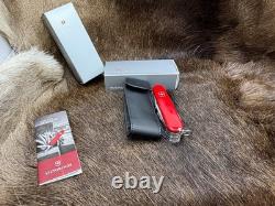 Victorinox Swiss Swiss Champ Knife Red Handles & Leather Sheath Mint In Box++