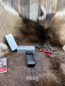 Victorinox Swiss Swiss Champ Knife Red Handles & Leather Sheath Mint In Box++