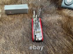 Victorinox Swiss Swiss Champ Knife Red Handles & Leather Sheath Mint In Box++