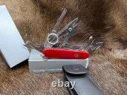 Victorinox Swiss Swiss Champ Knife Red Handles & Leather Sheath Mint In Box++