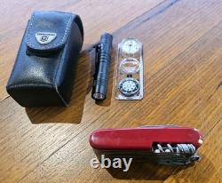 Victorinox SwissChamp Swiss Army Knife With Leather Pouch & Accessories