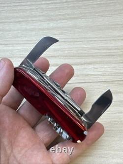 Victorinox SwissChamp XLT 53504 Swiss Army Knife Ruby Red 49 Tool Leather Pouch