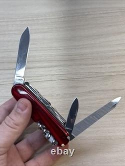 Victorinox SwissChamp XLT 53504 Swiss Army Knife Ruby Red 49 Tool Leather Pouch