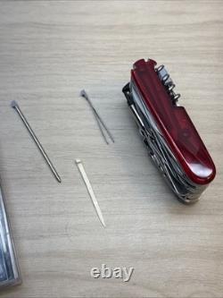 Victorinox SwissChamp XLT 53504 Swiss Army Knife Ruby Red 49 Tool Leather Pouch