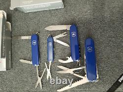 Victorinox lot four different sizes in blue Huntsman Waiter Ambassador Caddy