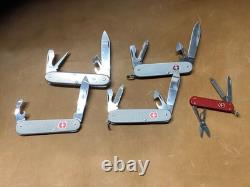 Victorinox set of 5 Steel Silver ALOX Batam, Cadet, Red Classic Soldier 97