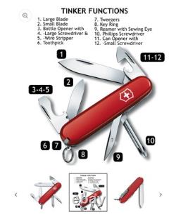 Vintage 9 Victorinox Swiss Army Knife 13 Tools Screwdrivers/Tweezers/Toothpick