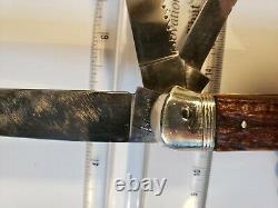 Vintage J. A. Henckels stag Horseman's knife Swiss Army style multi tool c. 1898