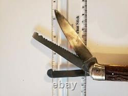 Vintage J. A. Henckels stag Horseman's knife Swiss Army style multi tool c. 1898